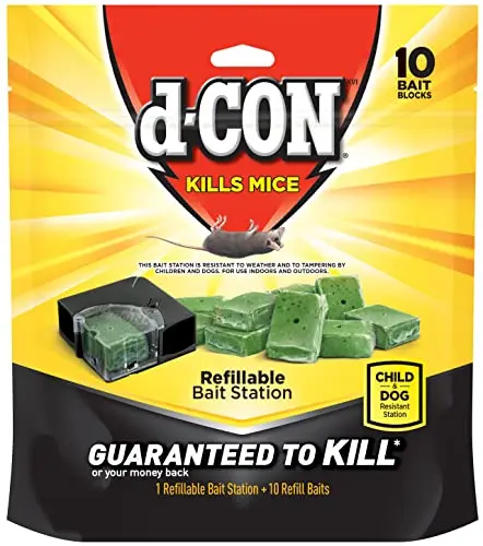 D-Con mouse poison bait station refills in compact corner-fit design