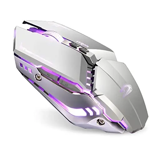 TENMOS T12 Wireless Gaming Mouse in silver with multi-color LED lights