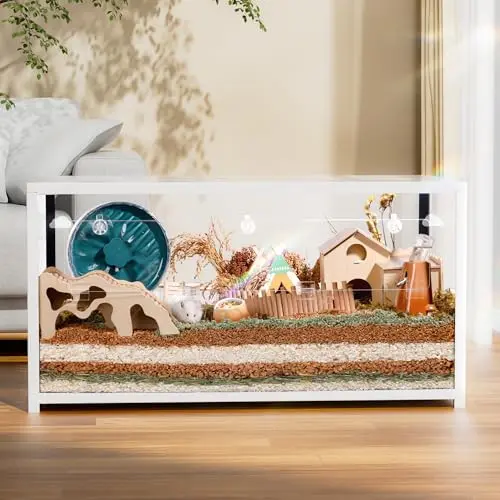 BUCATSTATE white metal and acrylic hamster cage with front door and top vent