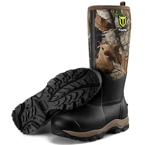 TIDEWE men's 400g insulated 16-inch camo hunting boots
