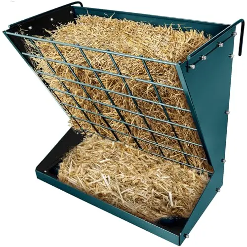 YXJSTO dark green galvanized metal hay and grain feeder for livestock
