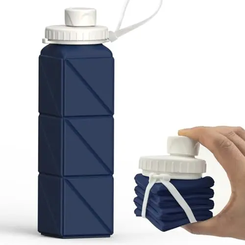 BEAUTAIL dark blue collapsible silicone water bottle