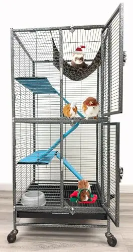 Mcage Deluxe Double Unit two-story small animal cage on wheels