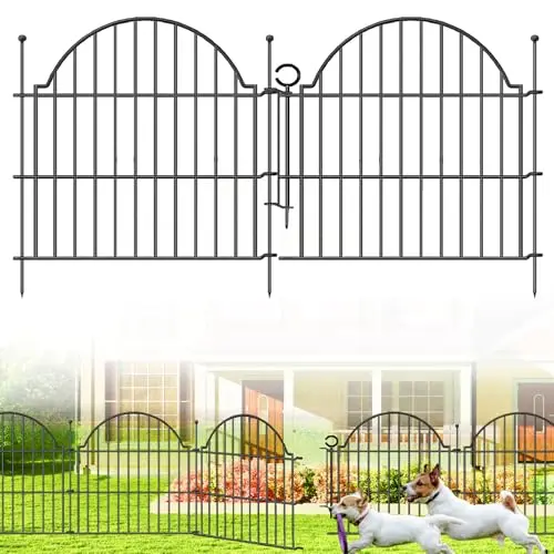 Blingluck metal garden fence panels with a locking gate