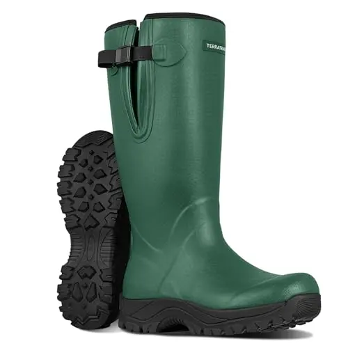TerraTrax men's waterproof insulated Wellington-style rubber work boots