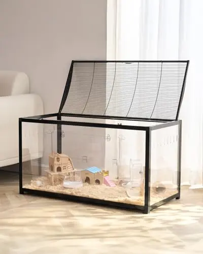VEVOR black metal frame hamster cage with full acrylic viewing panels